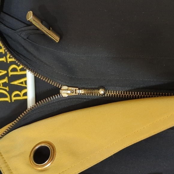 David Barry Jacket Coat black gold zip up toggle detachable hood size 10 - Picture 3 of 10